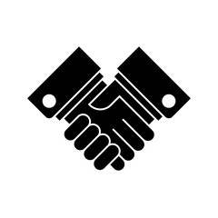 Handshake icon. Black icon isolated on white background. Business handshake silhouette. Simple icon. Web site page and mobile app design vector element.