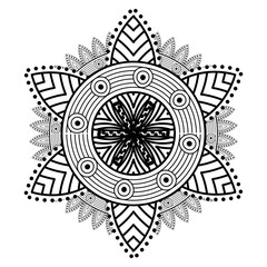 Mandale icon. Bohemic ornament indian and decoration theme. Black and white design. Vector illustration