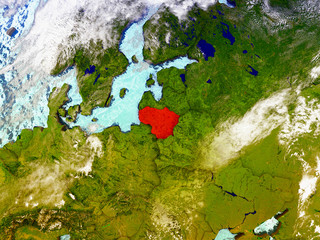 Lithuania on illustrated globe