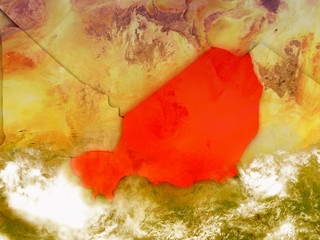 Niger on illustrated globe