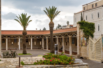 Fototapeta na wymiar Courtyard of The Church of the Annunciation in Nazareth, Israel