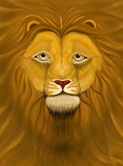 Lion head with a wavy mane of filling a background