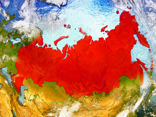 Russia on illustrated globe