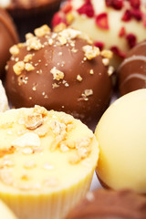 Close up of a selection of delicious chocolates