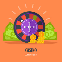 Fototapeta premium Casino Concept Vector Illustration Flat Design.