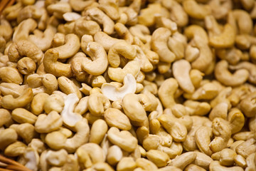 Cashew scattering on market counter