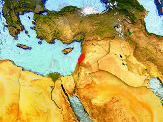 Lebanon on illustrated globe