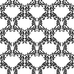Damask Seamless Vector Pattern in Black and White colors.  Elegant Design in Royal  Baroque Style. Floral and Swirl Element.  Ideal for Textile Print and Wallpapers.
