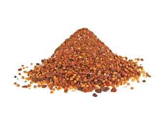 Mixture of peppers on a white background, spices