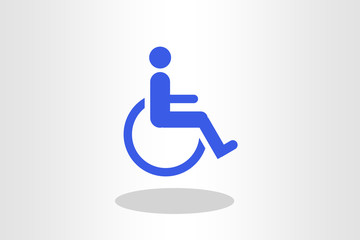 Illustration of blue wheel chair against plain background