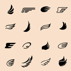 Fototapeta premium wings icons set 4/ Wings icons vector set. Wings. Set of design elements.