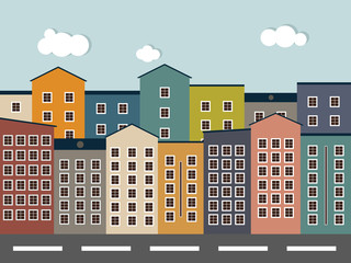 WebColorful City. Real Estate Concept, Houses For Sale / Rent