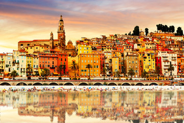 Colorful old town Menton on french Riviera