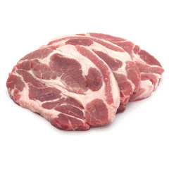 Raw pork chop meat isolated on white background cutout