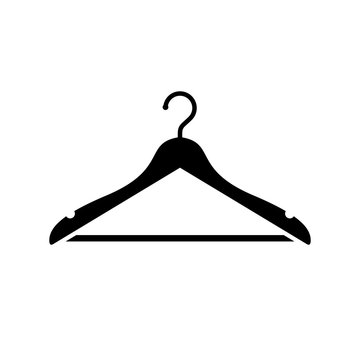 recommend clip art: Hanger icon. Black, minimalist icon isolated on white background. Hanger simple silhouette. Web site page and mobile app design vector element.