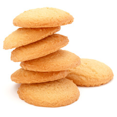 stacked short pastry cookies isolated on white background