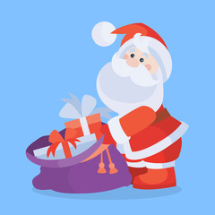 Santa Claus with Sack Full of Gifts Cartoon Icon