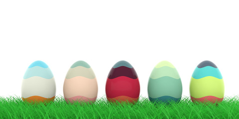 Obraz premium Easter eggs on grass. 3d illustration