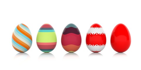 Easter eggs on white background. 3d illustration