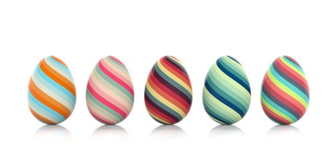 Easter eggs on white background. 3d illustration