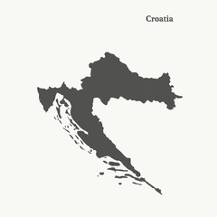 Outline map of Croatia. vector illustration.
