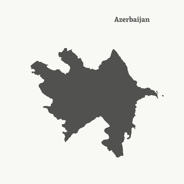 Outline map of Azerbaijan. Isolated vector illustration.