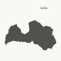 Fototapeta premium Outline map of Latvia. vector illustration.