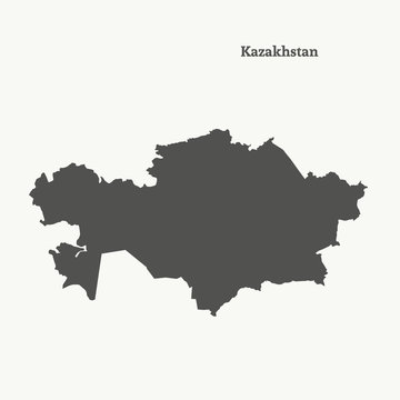 Outline map of Kazakhstan.  vector illustration.