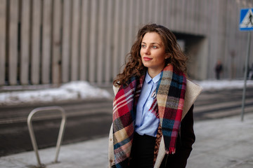 Fototapeta premium Pretty woman walking on the street