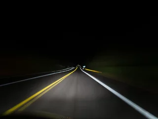 Zelfklevend Fotobehang Driving the Road at Night Long Exposure Shot © Sergey