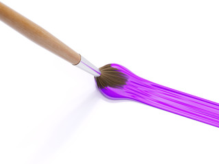 Painting with Brush Closeup 3d illustration