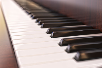 Naklejka premium Piano Keyboard Closeup. Music Background Concept 3d Illustration