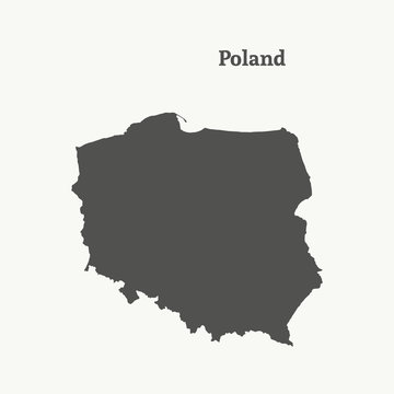 Outline map of Poland. vector illustration.