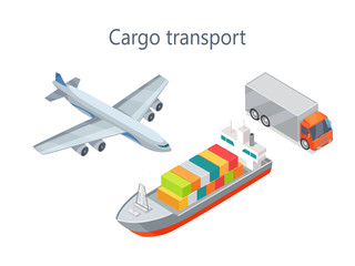 Obraz na płótnie Canvas Cargo Transport Isometric Infographics Elements