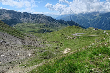 Fototapeta na wymiar cars driving along the Grossglockner High Alpine Road in Austria at summer time.
