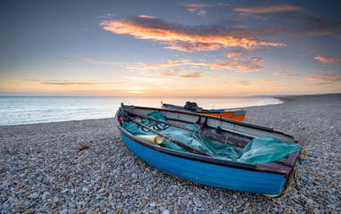 Fishing Boats on Chesil Beach in Dorset