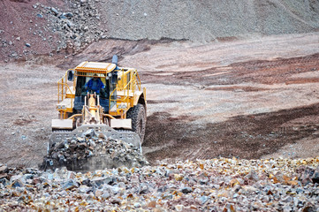 View into a quarry mine of porphyry rock