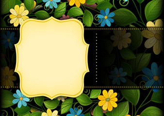 Vector Colored Floral Template with Place for Text