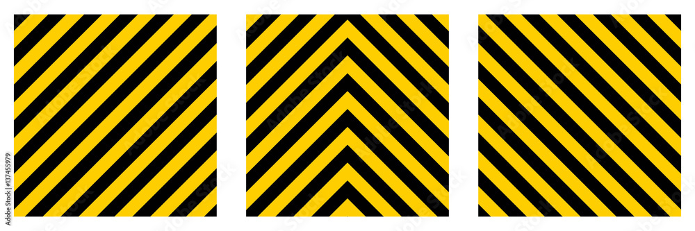Poster set warning striped rectangular background,