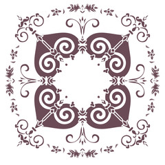 Hand drawing pattern for tile in dark brown, gray, black and white colors. Italian majolica style