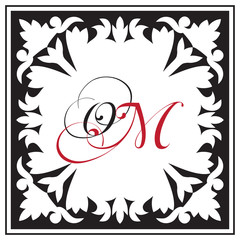 Monogram in oriental ornamental style, framework composition