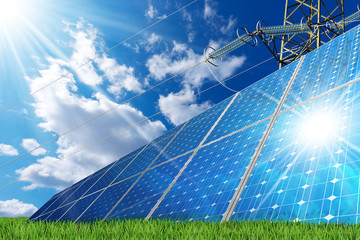 Solar Panels and a Power Line