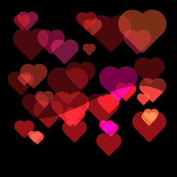 Abstract pattern for valentines day on black background vector illustration