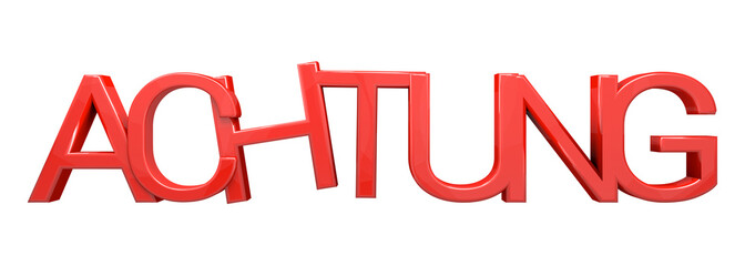 german language for attention 3d render