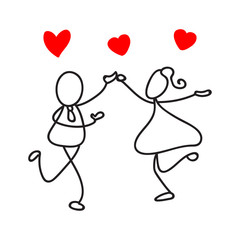 hand drawing abstract people couple in love and wedding concept