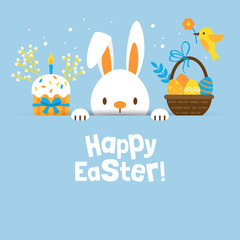 Easter holiday banner design with cute bunny character