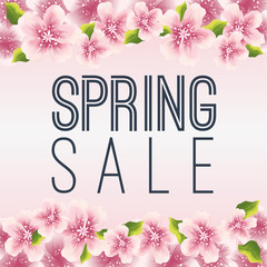 Spring sale graphic with delicate pink flowers