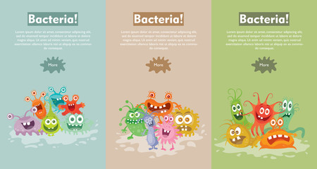 Fototapeta na wymiar Bacteria Flat Cartoon Vector Web Banner
