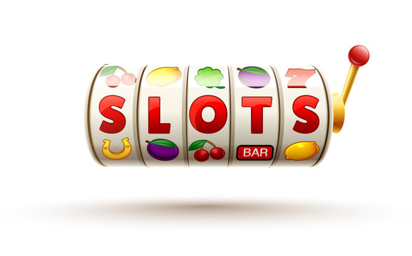 slots 3d element isolated on white with place for text casino ob