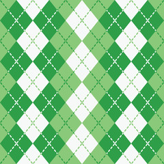Dashed Argyle in Green and White